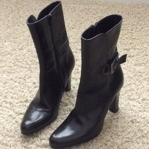 Black leather Ankle boots with buckle detail